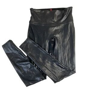 Spanx Faux Leather‎ Leggings #2437 Black Women's Size Medium Grunge Edgy Classic